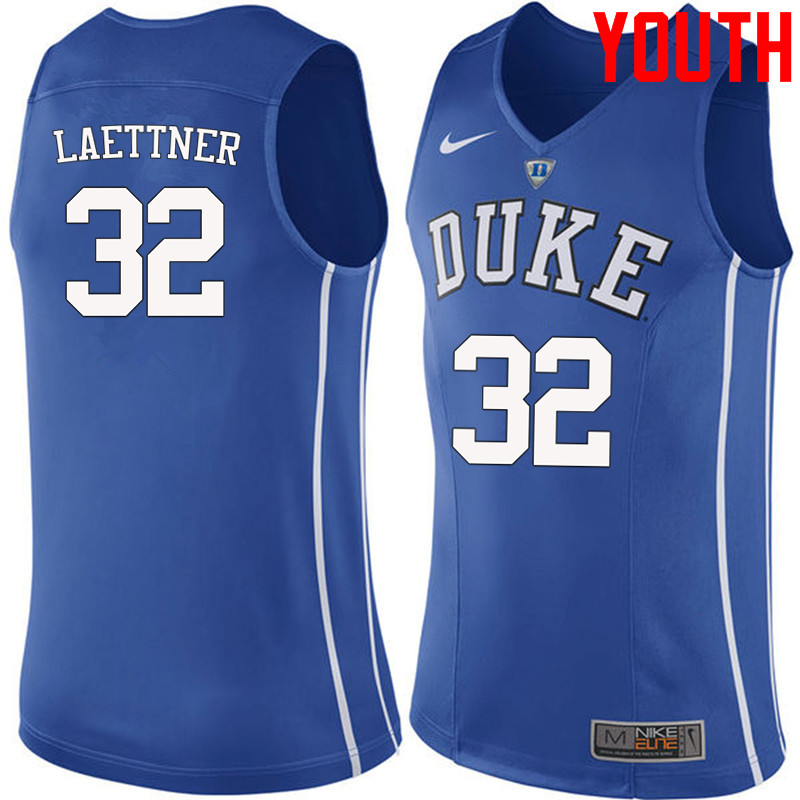Youth #32 Christian Laettner Duke Blue Devils College Basketball Jerseys-Blue